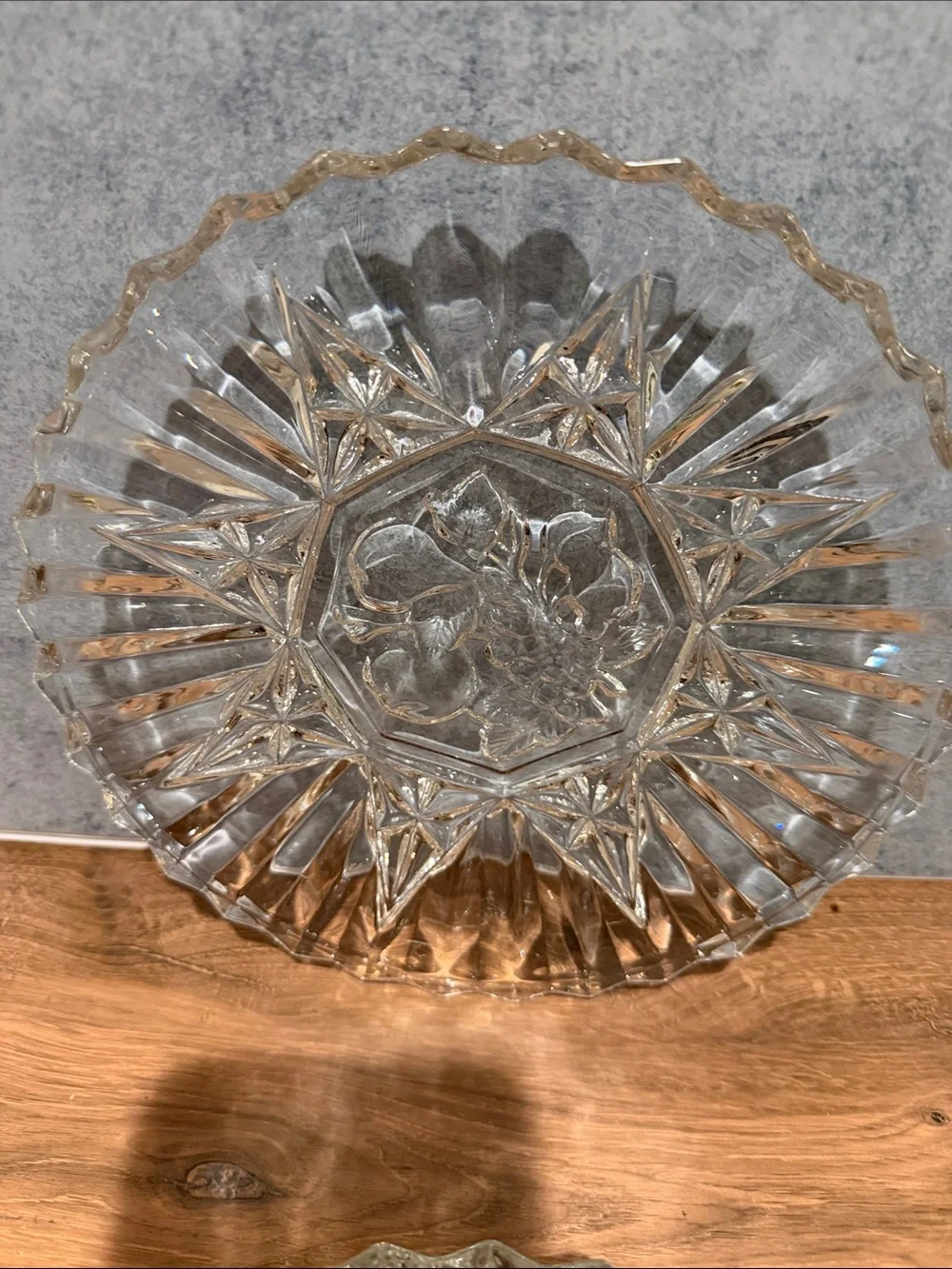 Old Vintage Pioneer Cut Glass Decorative Salad plates  - set of four